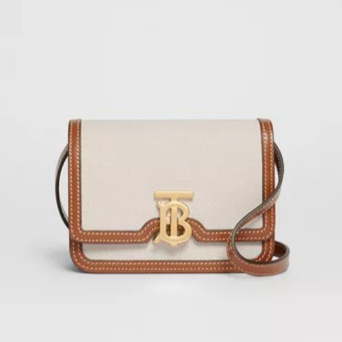 ★BURBERRY★バーバリー バッグ コピー ミニ ツートン キャンバス&レザー TBバッグ 80280621